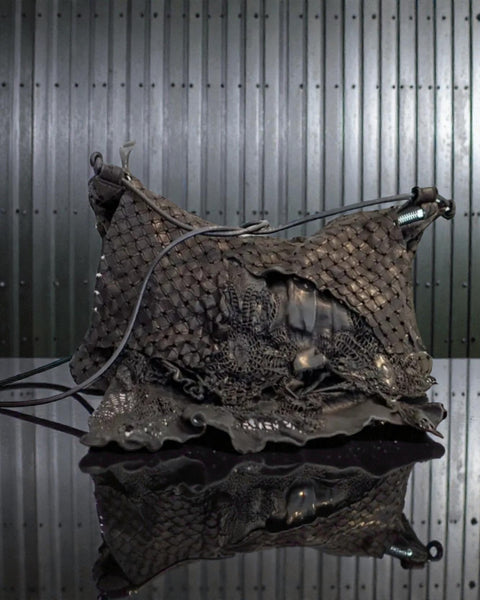 Brunocenere Lasergeschnittene Ledertasche – Handgefertigtes Unikat aus Italien