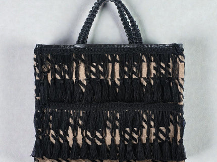 Cristina 20 – Large shopper bag with houndstooth pattern and trim 