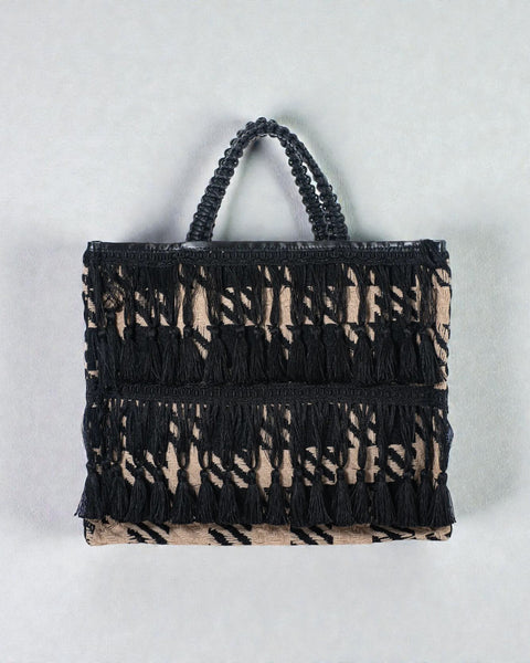 Cristina 20 – Stilvolle Shopper-Tasche im Hahnentrittmuster mit eleganten Besätzen
