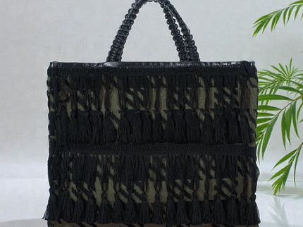 Cristina 20 – Large shopper bag with houndstooth pattern and trim 