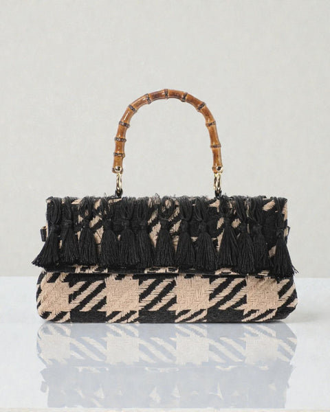 Carol 20 - Hahnentritt-Tasche mit Besatz