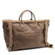 Brown leather tote bag with shearling trim and ST-HONORÉ PARIS embossing, luxury designer accessory