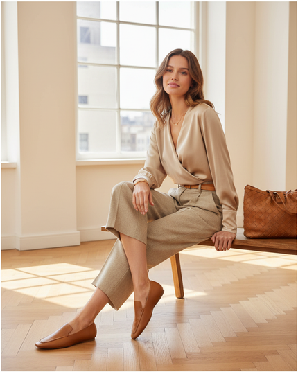 CLUSIA — Damen Loafer Braun Ziegenleder