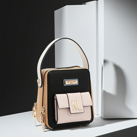 Umhängetasche mit Tasche & Color-Block-Design (Schwarz) – Nicole Lee
