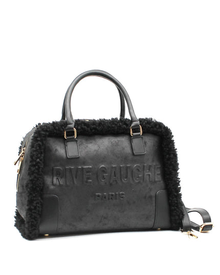 Grand cabas douillet en fausse fourrure motif vache avec anse rigide, disponible en 3 coloris