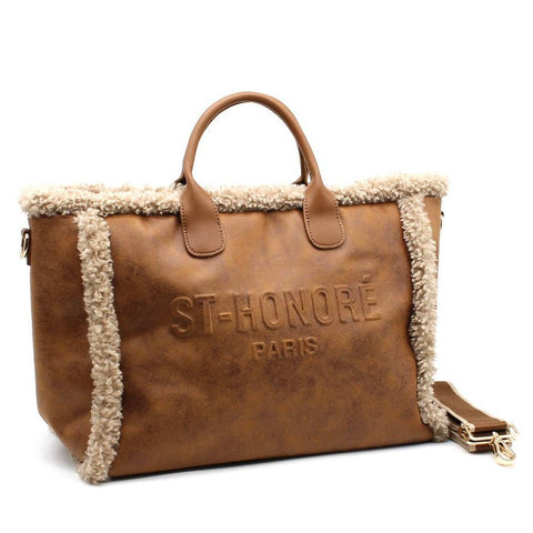 ST - HONORÉ Tasche Shopper aus Wildlederimitat mit Pelzbesatz - ModeEcho