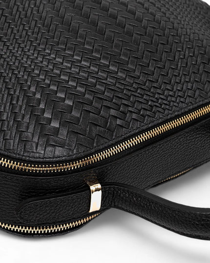 ZEEN | NOA Ledertasche mit geprägtem Flechtmuster | Schwarz