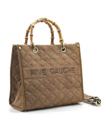Vimoda Paris | RIVE GAUCHE gesteppte Handtasche mit Bambusgriffen | Multicolor