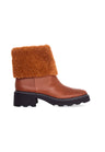 ANDIRA Damen Leder Ankle Boots | Brown | Shearling & Lug Sole