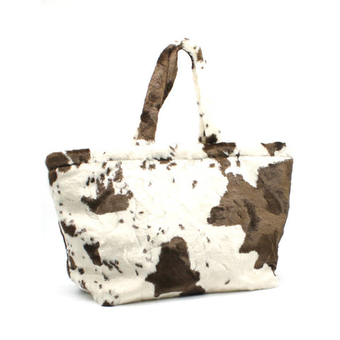 Bedruckte Tasche mit Kuhmuster und langen, weichen Henkeln - ModeEcho