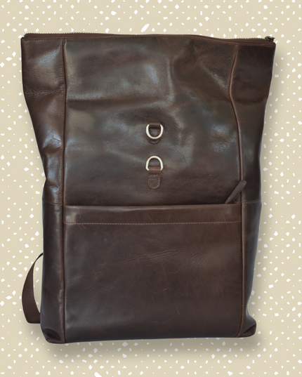 Dunkelbrauner Roll-Top-Lederrucksack – Für Laptops – IULIUS-4