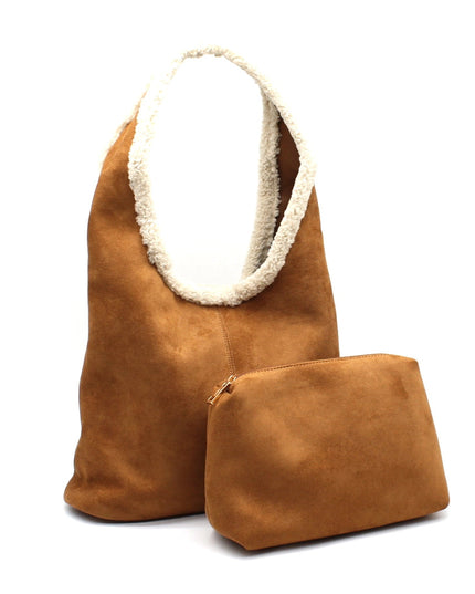 BIG cuddly shopper fur bag with cow pattern and firm handle in 3 colors 