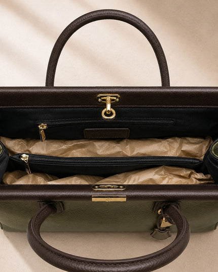 ZEEN | NORA Khaki | Dollaro-Ledertasche | Made in Italy