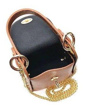 Luxury leather handbag with gold chain strap and hardware, crafted for unique style