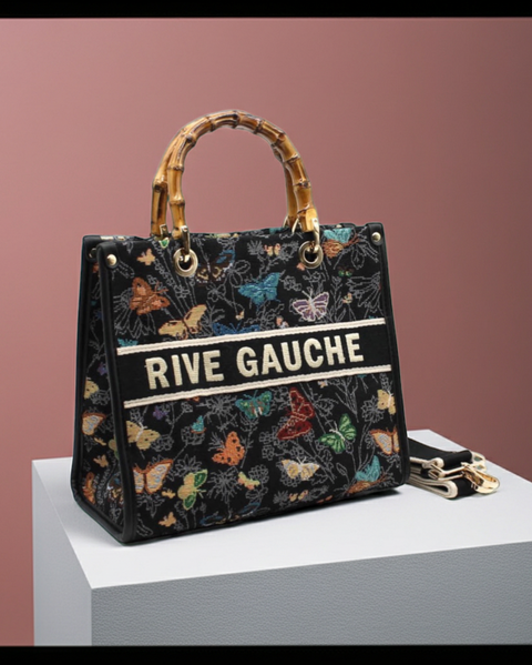 RIVE GAUCHE Handtasche mit Schmetterlings- und Blumenmuster