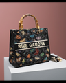 CROCHET Woven Shopper RIVE GAUCHE with Bamboo Handles