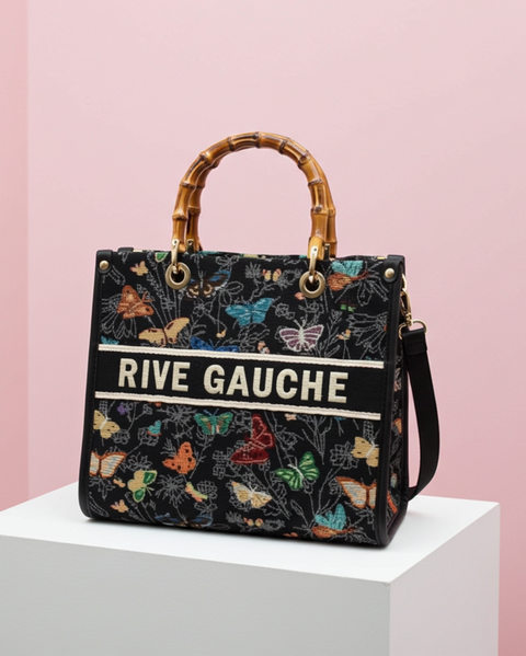 RIVE GAUCHE Handtasche mit Schmetterlings- und Blumenmuster
