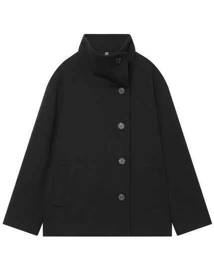BYMANYC ® New York | Soho asymmetrischer Kurzmantel aus Wollmischung | Schwarz