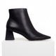 Black Sheepskin Leather Ankle Boots Mabea – Women’s Pointed-Toe Block Heel-0