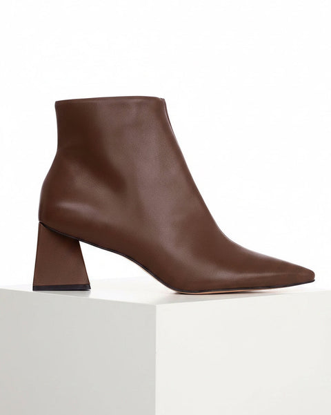 Black Sheepskin Leather Ankle Boots Mabea – Women’s Pointed-Toe Block Heel-5