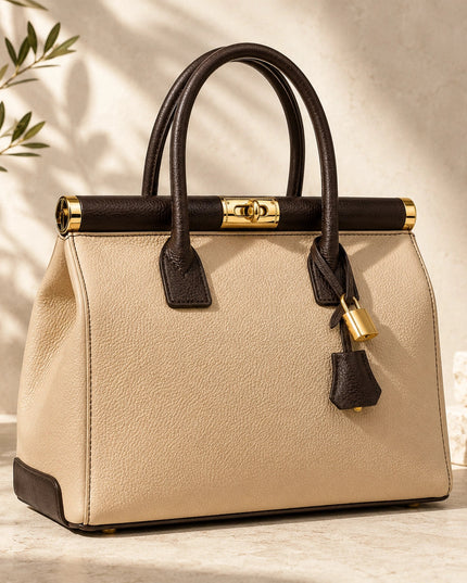 ZEEN | NORA Creme | Dollaro-Ledertasche | Made in Italy