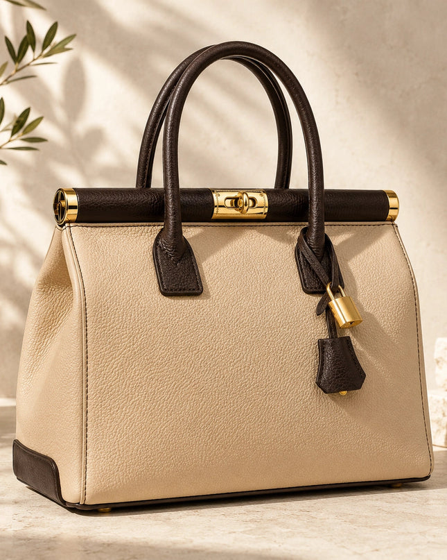 ZEEN | NORA Creme | Dollaro-Ledertasche | Made in Italy