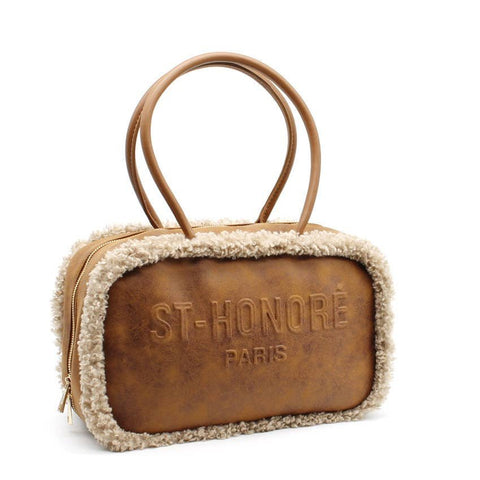 ST - HONORÉ Tasche in Wildlederoptik mit Pelzbesatz - ModeEcho