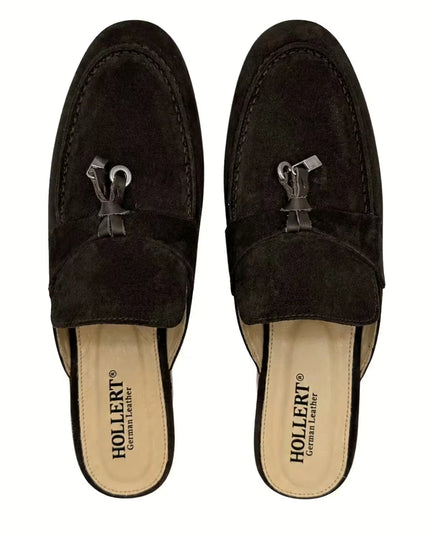 HOLLERT | Loafer aus Kalbsveloursleder mit Tassel-Detail | Braun | Herren