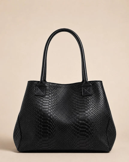 ZEEN | LOLA Schultertasche Schwarz | Python-Prägung | Made in Italy
