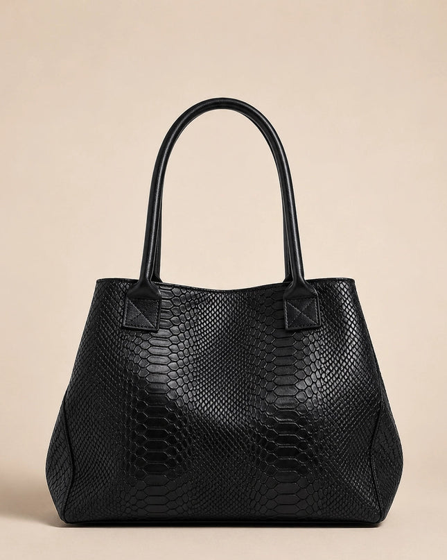 ZEEN | LOLA Schultertasche Schwarz | Python-Prägung | Made in Italy