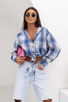 SOHO kariertes Kapuzenshirt – Blau und Ecru