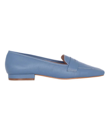 Cipó Beige Leder-Loafer mit eckiger Spitze – Flach
