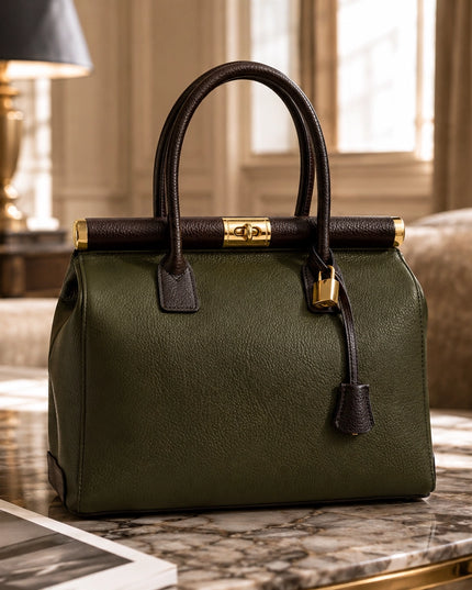ZEEN | NORA Khaki | Dollaro-Ledertasche | Made in Italy