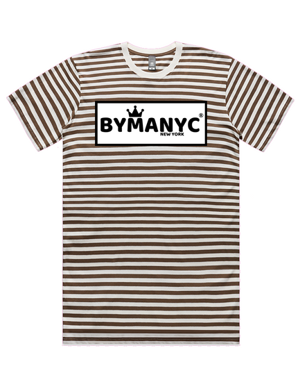 BYMANYC ® New York | Unisex T-Shirt | Natural / Walnut Stripe