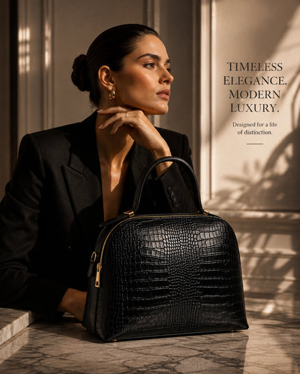 ZEEN | NOA Black | Crocco-Ledertasche | Made in Italy