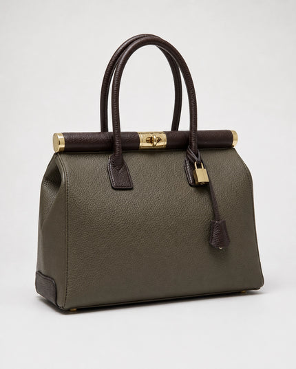 ZEEN | NORA Taupe | Dollaro-Ledertasche | Made in Italy