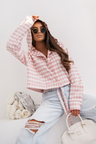 SOHO kariertes Kapuzenshirt – Rosa und Ecru