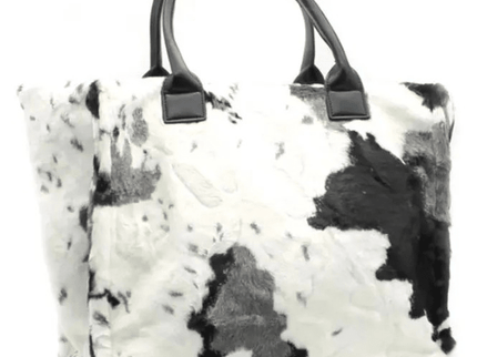 BIG Kuschel Shopper Felltasche mit Kuhmuster und festem Griff in 3 Farben - ModeEcho