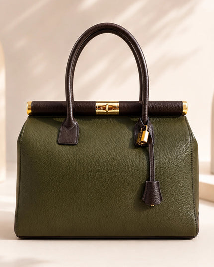 ZEEN | NORA Khaki | Dollaro-Ledertasche | Made in Italy
