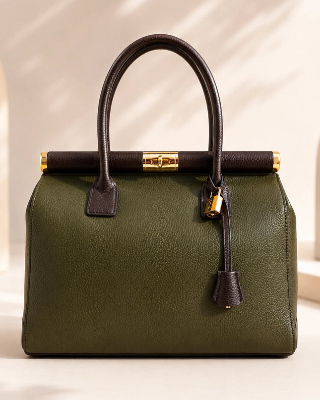 ZEEN | NORA Khaki | Dollaro-Ledertasche | Made in Italy