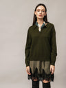 Women's polo sweater with angora wool