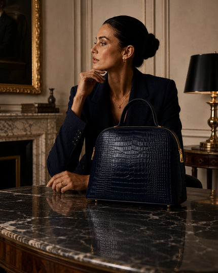 ZEEN | NOA Blue | Crocco-Ledertasche | Made in Italy