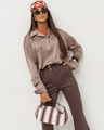 LA BALANCIA | MADDIE Satin-Bluse | Fango