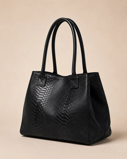 ZEEN | LOLA Schultertasche Schwarz | Python-Prägung | Made in Italy