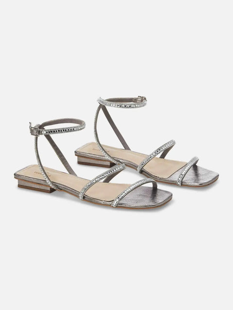 Aroeira Gold Leder-Sandalen – Kristallriemen