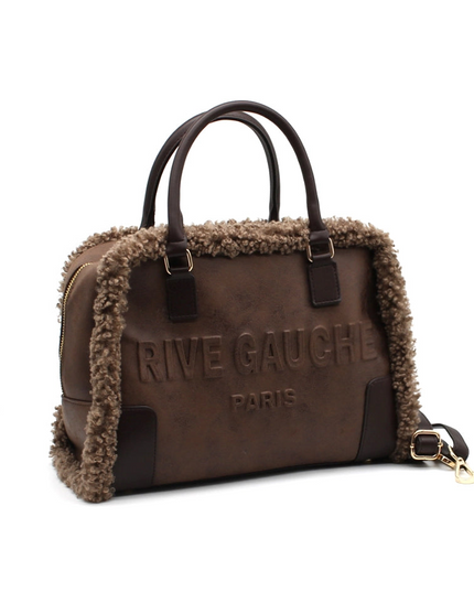 Vimoda Paris | Rive Gauche Handtasche | Wildlederoptik mit Teddyfell