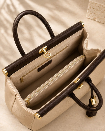 ZEEN | NORA Creme | Dollaro-Ledertasche | Made in Italy