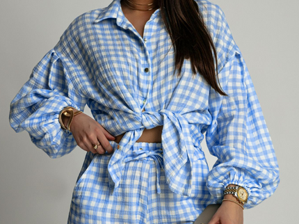 MOLLY Musselin-Set - Blau kariert