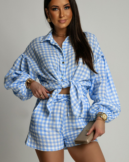 MOLLY Musselin-Set - Blau kariert