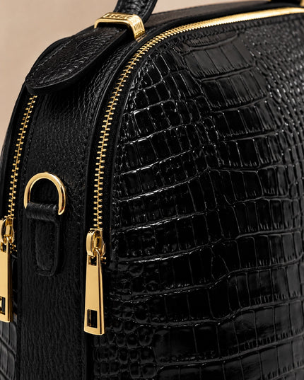 ZEEN | NOA Black | Crocco-Ledertasche | Made in Italy